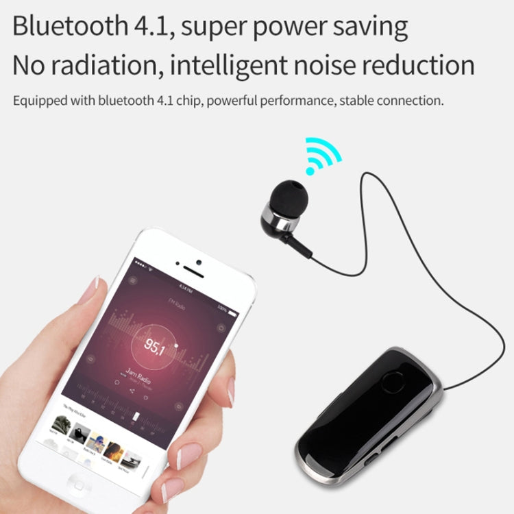 K39 ワイヤレス Bluetoothヘッドセット CSR DSPチップ搭載 インイヤー振動アラート クリップ装着 ハンズフリーイヤホン、ブラック、ホワイト、ブルー、ローズレッド