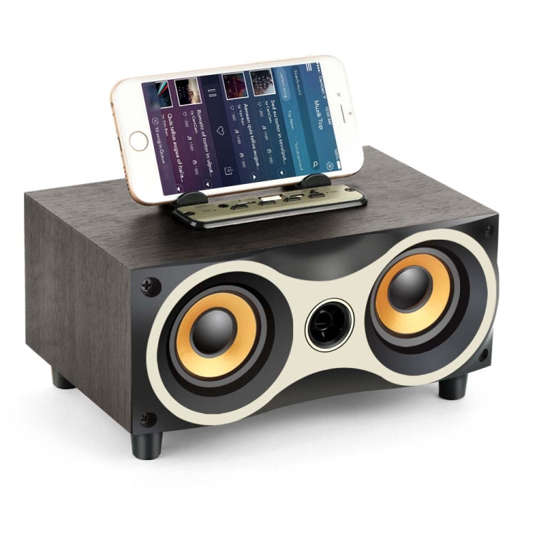X6 ポータブル木製ワイヤレススピーカー サブウーファー ステレオ Bluetoothスピーカー ラジオ FM デスクトップ ブラック木製
