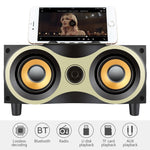 X6 ポータブル木製ワイヤレススピーカー サブウーファー ステレオ Bluetoothスピーカー ラジオ FM デスクトップ ブラック木製