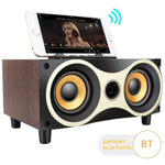 X6 ポータブル木製ワイヤレススピーカー サブウーファー ステレオ Bluetoothスピーカー ラジオ FM デスクトップ ブラック木製