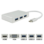 USB C to HDMI VGA USBハブアダプター 5-in-1 USB 3.1コンバーター ノートパソコン用 MacBook、ChromeBook Pixel、Huawei MateBook対応 HDMI+VGA+3xUSB3.0 to Type-C