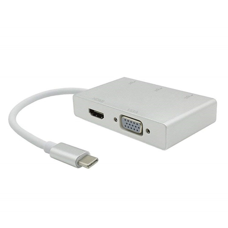 USB C to HDMI VGA USBハブアダプター 5-in-1 USB 3.1コンバーター ノートパソコン用 MacBook、ChromeBook Pixel、Huawei MateBook対応 HDMI+VGA+3xUSB3.0 to Type-C
