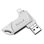 Richwell DXZ64 USBフラッシュディスク 64G 3-in-1 Micro USB + 8ピン + USB 3.0 対応 iPhone & IOS