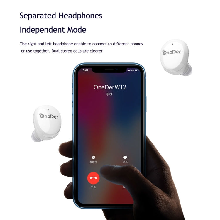 OneDer W12 防水IPX5対応ワイヤレスイヤホン HDステレオサウンド TWS Bluetoothイヤホン