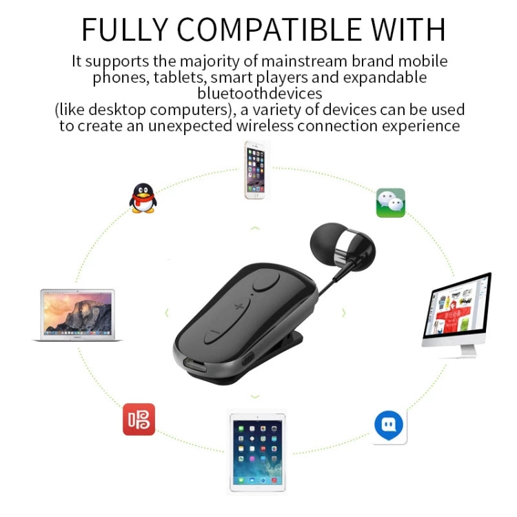 K36 ステレオワイヤレスBluetoothヘッドセット 通話通知バイブレーション クリップ装着型 ドライバー付きイヤホン