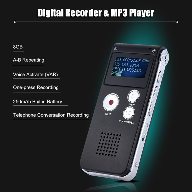 SK-012 8GB ボイスレコーダー USB プロフェッショナルディクタフォン デジタルオーディオ WAV MP3プレーヤー VAR機能付き録音、SK-012 8GB