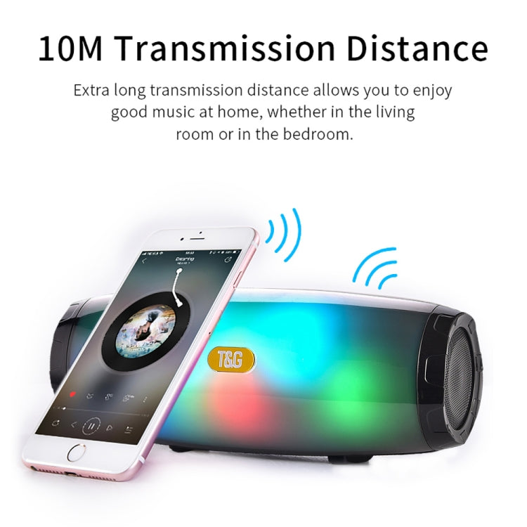 T&G TG165 5W*2 ポータブル ワイヤレススピーカー ダンシング LED フラッシングライト付き MP3 AUX USB FMラジオ ステレオ サブウーファー