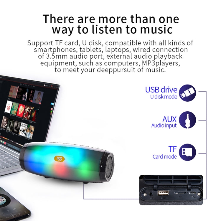 T&G TG165 5W*2 ポータブル ワイヤレススピーカー ダンシング LED フラッシングライト付き MP3 AUX USB FMラジオ ステレオ サブウーファー