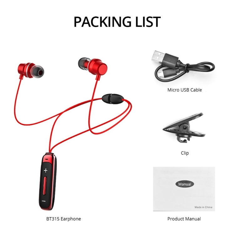 BT315 スポーツBluetoothヘッドセット ワイヤレスステレオイヤホン Bluetooth 4.1 マイク付き スポーツベース 磁気ネックレスイヤホン