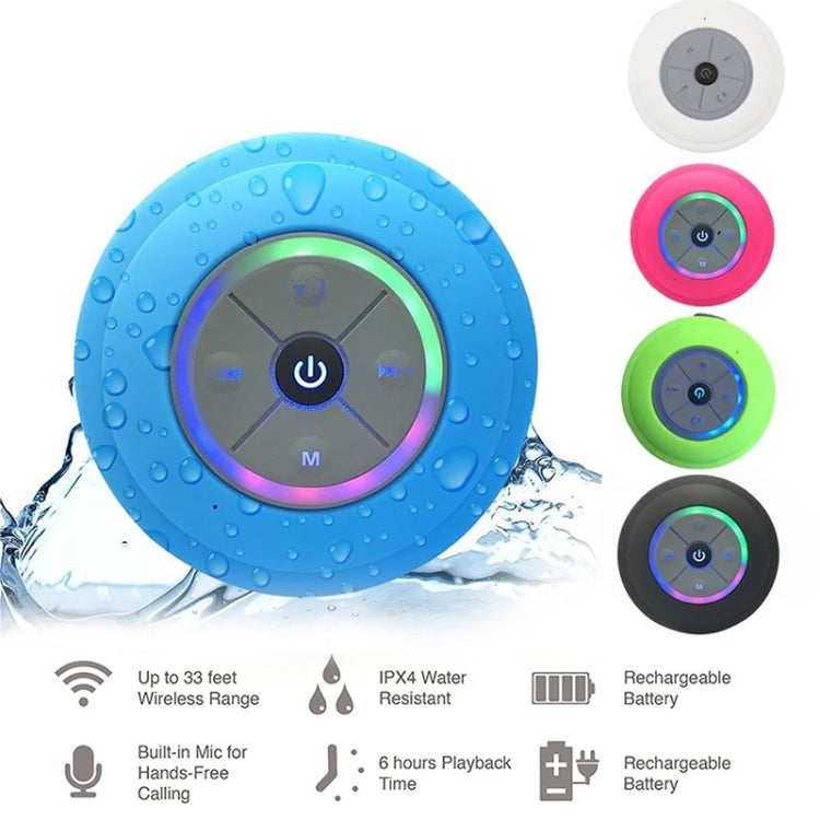 BTS-08 ワイヤレス Bluetooth スピーカー 防水 LED FMラジオ サブウーファー Bluetooth カラム TFカード 吸盤 ミニ シャワースピーカー