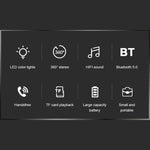 C7 Bluetooth 5.0 スピーカー 透明 LED 発光 サブウーファー TWS 6D サラウンド HIFI ステレオ クールオーディオ、C7