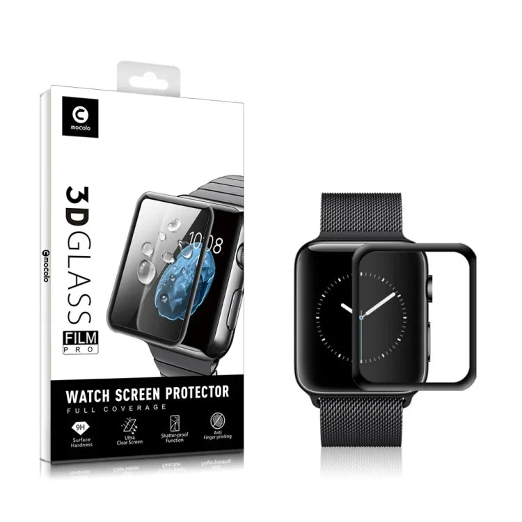 mocolo 0.33mm 9H 3Dラウンドエッジ強化ガラスフィルム、Apple Watch Series 5 / 4 40mm用、Apple Watch Series 5 / 4 44mm用