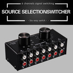 B016 6入力1出力オーディオ信号ソース選択スイッチャー、出力音量調整コントロールRCAポート、6入力1出力