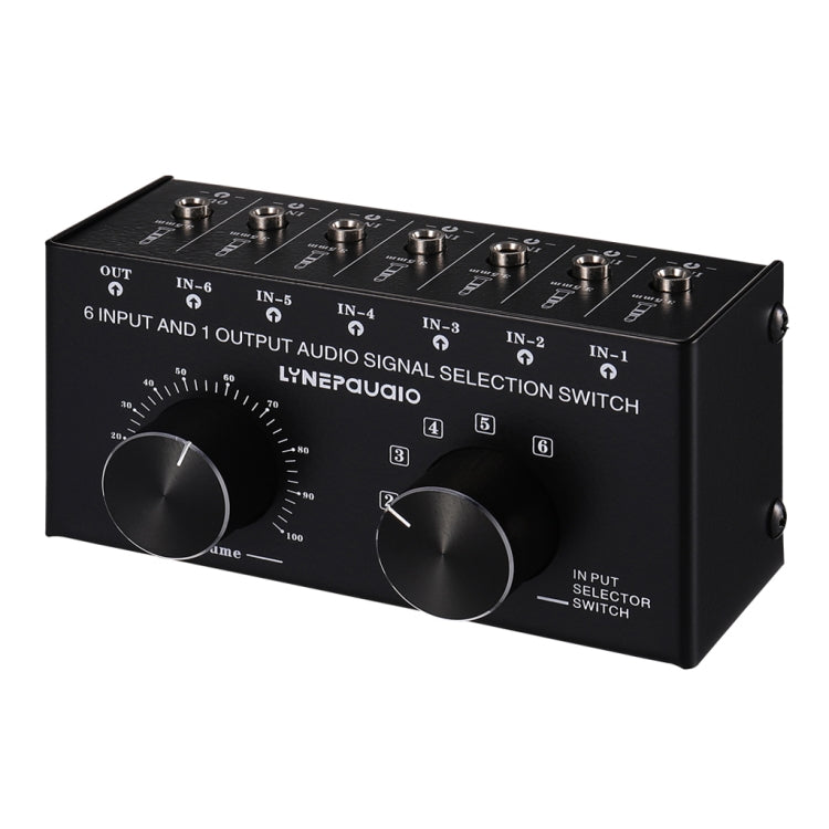 B017 6入力1出力オーディオ信号選択スイッチャー 出力音量調整コントロール 3.5mmインターフェース