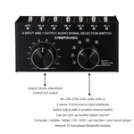 B017 6入力1出力オーディオ信号選択スイッチャー 出力音量調整コントロール 3.5mmインターフェース