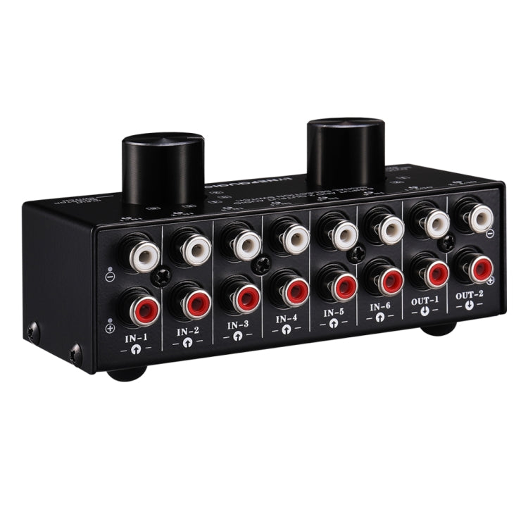 B026 6入力2出力または2入力6出力 オーディオ信号ソース選択スイッチ RCAポート