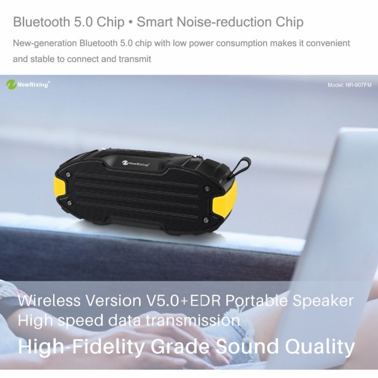 New Rixing NR907 ポータブル ステレオ サラウンド サウンドバー Bluetooth スピーカー マイク付き TFカード FM対応