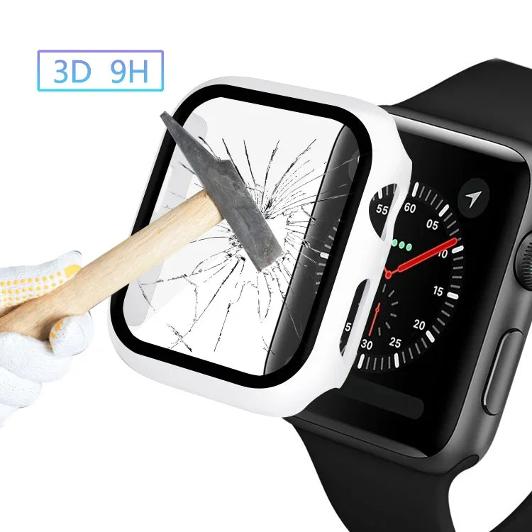 ENKAY Hat-prince 全面カバレッジ PC ケース + 強化ガラスプロテクター Apple Watch シリーズ 6 / 5 / 4 / SE 3 / SE 2 / SE 1 44mm 用