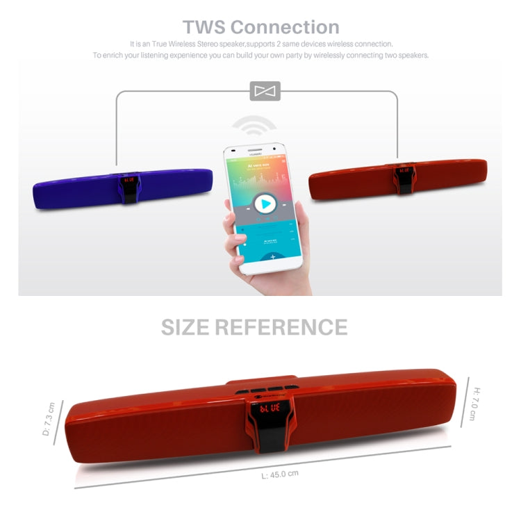 New Rixing NR7017 TWS ポータブル 10W ステレオ サラウンド サウンドバー Bluetooth スピーカー マイク付き