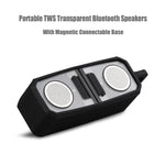 BT628 10W ポータブル TWS 透明 Bluetoothスピーカー 磁気接続ベース付き アウトドアステレオ バスサブウーファー