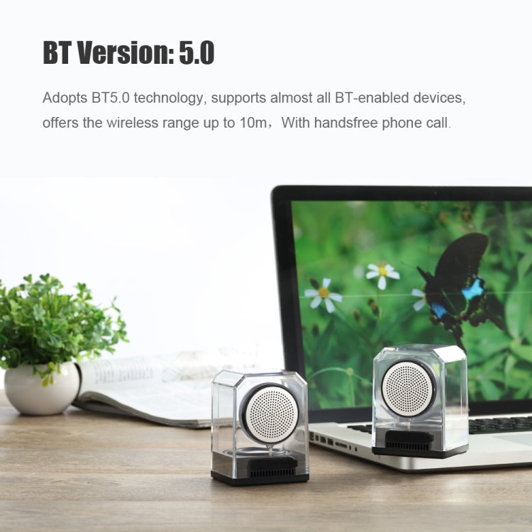 BT628 10W ポータブル TWS 透明 Bluetoothスピーカー 磁気接続ベース付き アウトドアステレオ バスサブウーファー