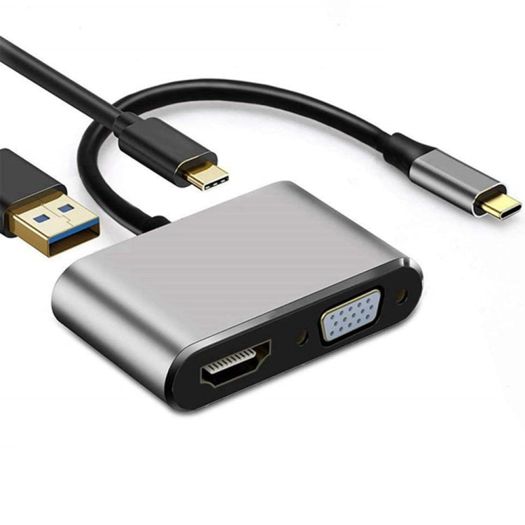 USB CからHDMI VGA 4Kアダプター 4-in-1 Type Cアダプターハブ HDMI VGA USB 3.0デジタルAVマルチポートアダプター USB-C PD充電ポート付き Nintendo Switch/Samsung/MacBook対応