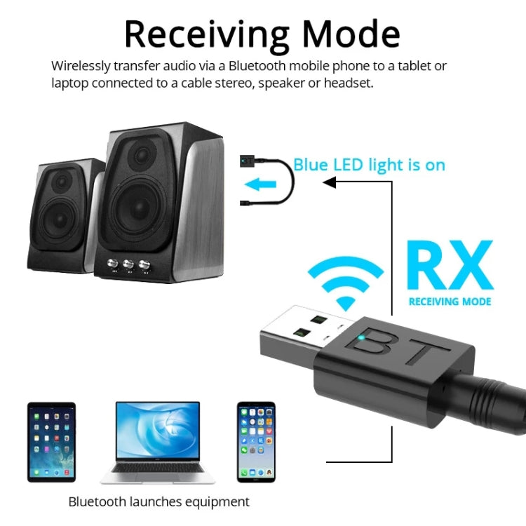 BT005 5.0 USB Bluetoothレシーバー スピーカーアンプ AUXオーディオ Iカー ワイヤレスステレオ Bluetoothスティックアダプター