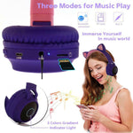 かわいい猫耳 Bluetooth 5.0 ヘッドホン 折りたたみ式 オンイヤーステレオワイヤレスヘッドセット マイク/LEDライト/FMラジオ/TFカード対応 SYA00833501F, SYA00833501A, SYA00833501B, SYA00833501C, SYA00833501D, SYA00833501E