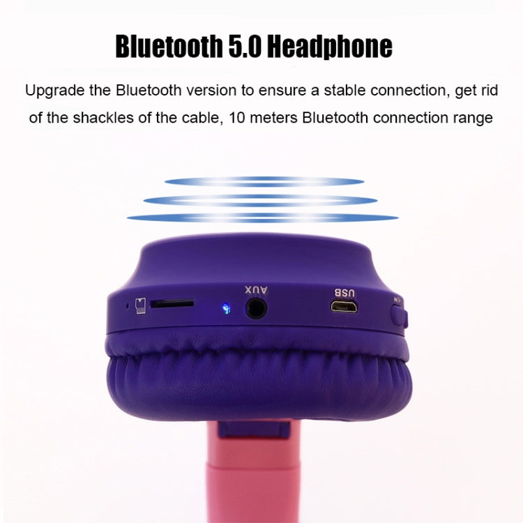 かわいい猫耳 Bluetooth 5.0 ヘッドホン 折りたたみ式 オンイヤーステレオワイヤレスヘッドセット マイク/LEDライト/FMラジオ/TFカード対応 SYA00833501F, SYA00833501A, SYA00833501B, SYA00833501C, SYA00833501D, SYA00833501E