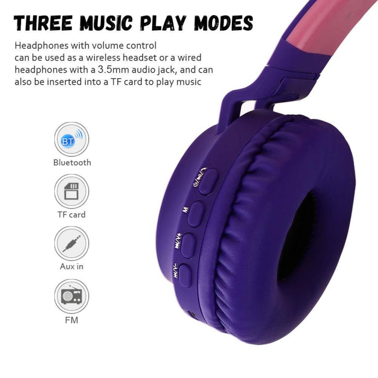 かわいい猫耳 Bluetooth 5.0 ヘッドホン 折りたたみ式 オンイヤーステレオワイヤレスヘッドセット マイク/LEDライト/FMラジオ/TFカード対応 SYA00833501F, SYA00833501A, SYA00833501B, SYA00833501C, SYA00833501D, SYA00833501E