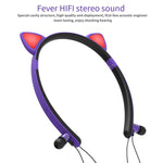 ZW29 猫耳ステレオサウンド HIFI ファッション アウトドア ポータブルスポーツワイヤレスBluetoothヘッドセット マイク＆LEDライト付き発光