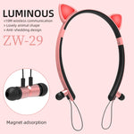 ZW29 猫耳ステレオサウンド HIFI ファッション アウトドア ポータブルスポーツワイヤレスBluetoothヘッドセット マイク＆LEDライト付き発光