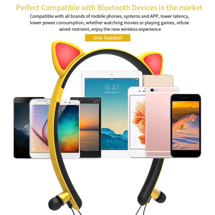 ZW29 猫耳ステレオサウンド HIFI ファッション アウトドア ポータブルスポーツワイヤレスBluetoothヘッドセット マイク＆LEDライト付き発光