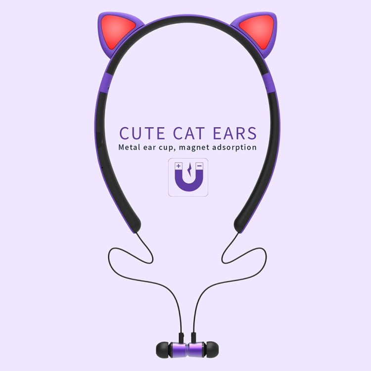 ZW29 猫耳ステレオサウンド HIFI ファッション アウトドア ポータブルスポーツワイヤレスBluetoothヘッドセット マイク＆LEDライト付き発光