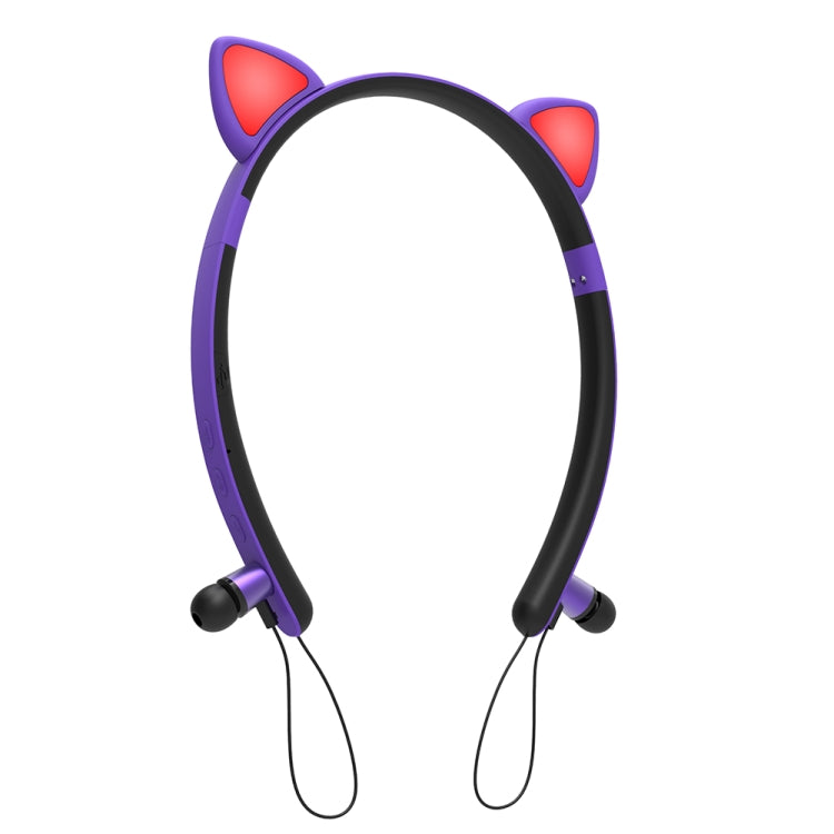 ZW29 猫耳ステレオサウンド HIFI ファッション アウトドア ポータブルスポーツワイヤレスBluetoothヘッドセット マイク＆LEDライト付き発光