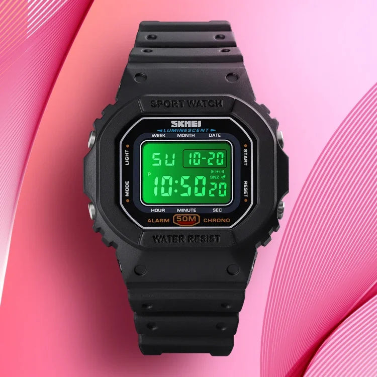 Skmei 1608 Multi-Function Student Electronic Watch Waterproof Timing Silicone Sports Watch