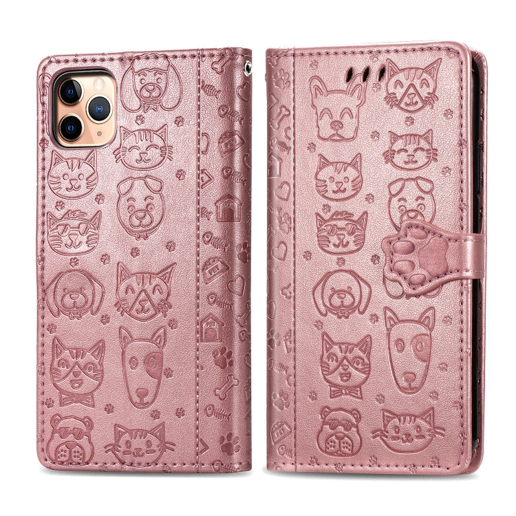 Cute Cat and Dog Embossed Horizontal Flip PU Leather Case with Holder / Card Slot / Wallet / Lanyard, For iPhone 11 Pro Max, For iPhone XS/X, For iPhone XR