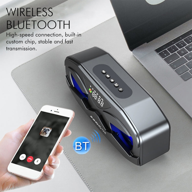 M5 クールフクロウデザイン Bluetoothスピーカー LEDフラッシュ ワイヤレスラウドスピーカー FMラジオ アラームクロック TFカード対応