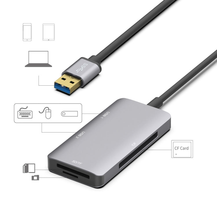 Onten 8107 USB3.0ハブ CF SD TFカードリーダー付き、8107