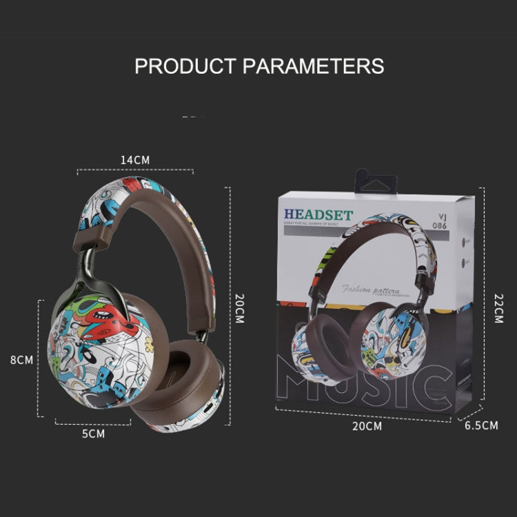 VJ086 グラフィティヘッドセット ワイヤレススポーツBluetoothヘッドセット 水転写カラープリント ヘッドセット TF/FM対応