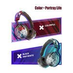 VJ086 グラフィティヘッドセット ワイヤレススポーツBluetoothヘッドセット 水転写カラープリント ヘッドセット TF/FM対応