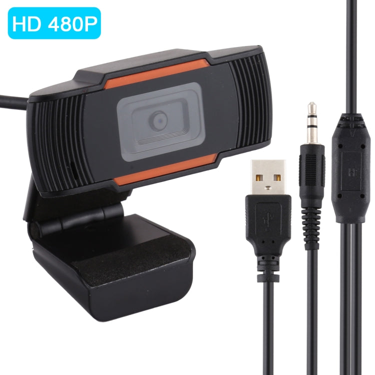 HXSJ A870 ウェブカメラ HD 480P PCカメラ 吸音マイク付き Skype用 Androidテレビ対応 回転式コンピューターカメラ USBウェブカメラ、480P