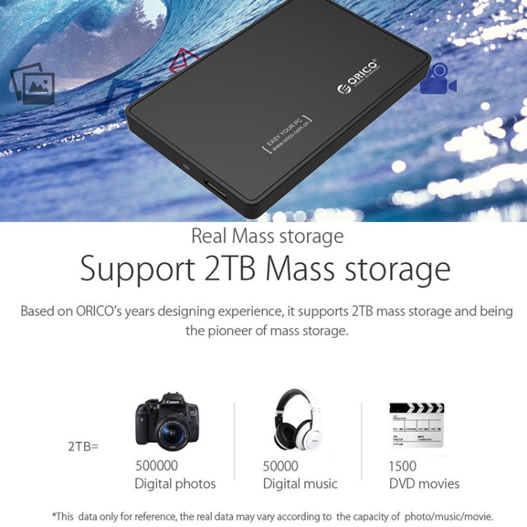 ORICO 2588US3-V1 2.5インチUSB3.0ハードドライブエンクロージャ、シルバー、レッド、ブルー、ブラック