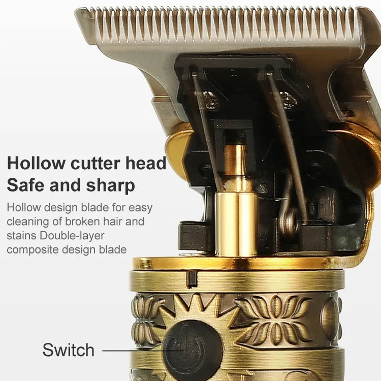 VGR V-228 5W USBレトロ彫刻ヘアクリッパー LEDデジタルディスプレイ付き、V-228（ブロンズ）、V-228（シルバー）