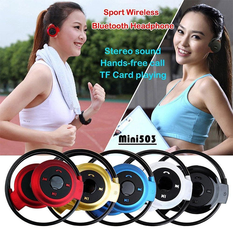 NVAHVA MP3プレーヤー Bluetoothヘッドホン、ワイヤレススポーツヘッドセット MP3プレーヤー FMラジオ付き、ステレオイヤホン TFカード最大32GB対応、mini-503 ブルー、mini-503 ゴールド、mini-503 ブラック、mini-503 レッド