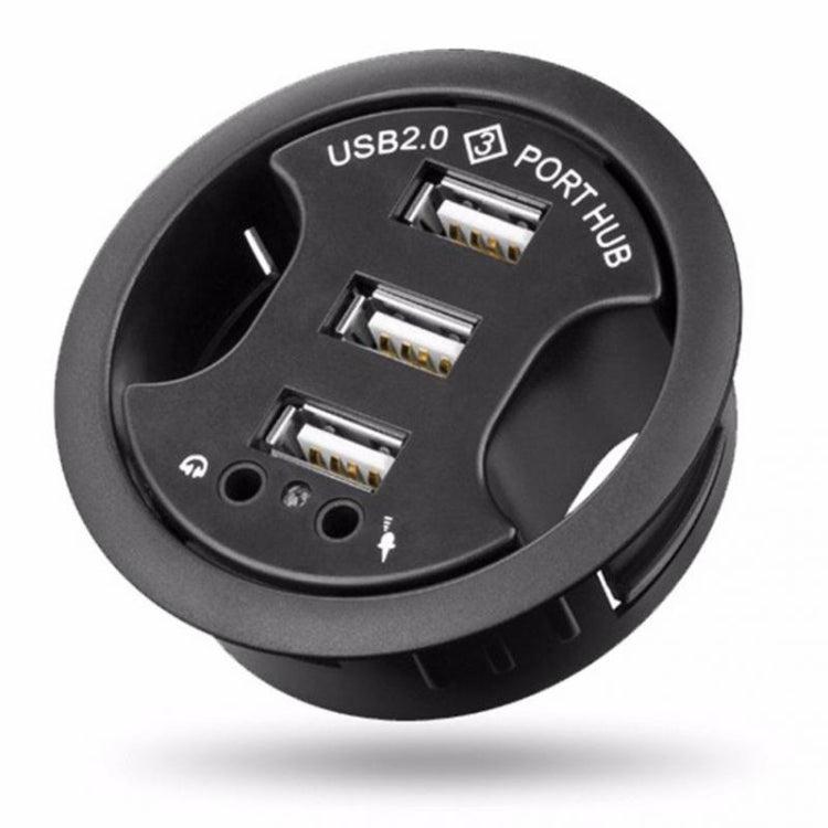 3ポート USB 2.0 ハブ 3.5mm オーディオ＆マイクジャック付き