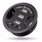 3ポート USB 2.0 ハブ 3.5mm オーディオ＆マイクジャック付き