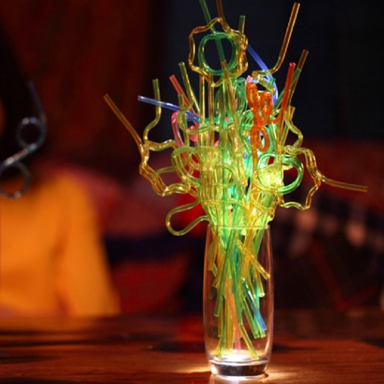 10個クリエイティブプラスチック曲がりストロー、ランダムカラースタイル配送、プラスチック曲がりストロー