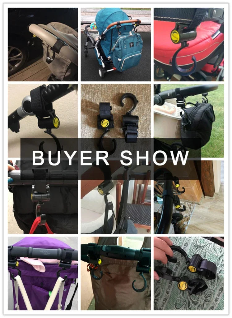 2個セット ベビーストローラーアクセサリー フック 多機能ベビーストローラーフック ブラックプラスチックフック、ピンクプラスチックフック、イエロープラスチックフック