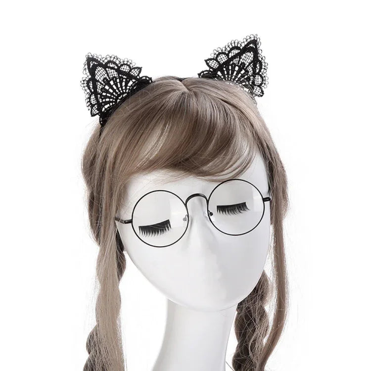 女性用 レース ラブリー キャットイヤーヘアバンド ヘッドチェーン